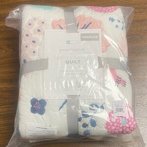 Pottery Barn Baby Kids Sasha's Garden Quilt - White with Pink & Blue Floral